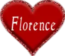 Red heart with name Florence