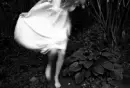 black and white:girl running