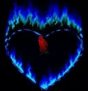 flaming heart with flower
