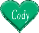 green heart with name Cody
