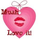Muah Love it Heart glittered