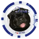 blue black pug poker chip issac