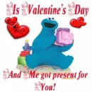 cookie monster celebrates valentine