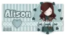 Gorjuss  Live,Laugh,Love w/ Alison name