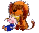 Little girl with dog