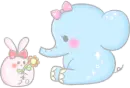 blue elephant with bunny