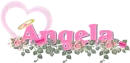 Angela with hearts and roses