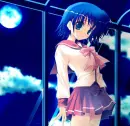 girl next to moon