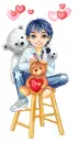 A boy have a teddy bears