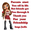 Bratz Doll with friendship text hugs Jodie