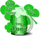 Green Beer and clover with hugs Toni