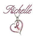Richelle with breast cancer ribbon in heart