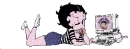 Betty Boop is busy with her computer