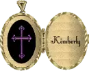 locket with PURPLE CROSS WITH NAME KIMBERLY