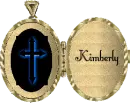 LOCKET WITH A BLUE CROSS WITH NAME KIMBERLY
