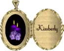 LOCKET WITH PURPLE CANDLES WITH NAME KIMBERLY