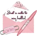 Just a note to say hello- Pink envelope, pen
