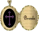 locket with purple cross with name brenda