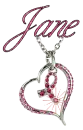 Jane with breast cancer ribbon in heart