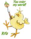 Chick with paint brush - Hugs, Rita
