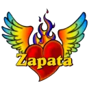 Zapata with winged heart and flames