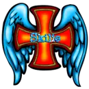 Winged cross with Skilie in blue