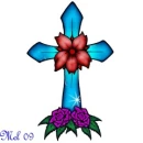 Blue Cross with Flower
