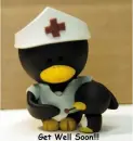 Penguin nurse and sick baby penguin