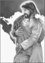 Jesus holding woman