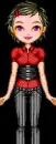 Girl with short hair and red shirt