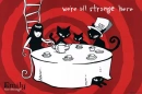 emily the strange with her cats dining