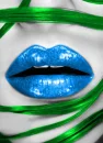 blue lips,green hair