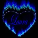 blue heart with the name laura