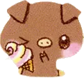 Brown Pig Holds Ice Cream :3