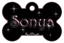 pink dog bone tag stars sonya
