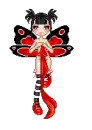 Cute Red and Black Fairy in Striped Stockings!