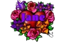 Heart surrounded by flowers Jane