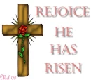Rejoice He Has Risen Cross with Rose