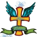 He has risen cross with angel wings