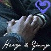 Harry holds Ginny's hand