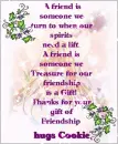 Friendship Poem with hugs Cookie