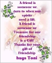 Friendship poem with hugs Toni