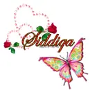 Name tag with heart and butterfly