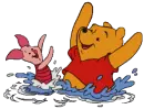 winnie and piglet playing in water