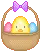 BLINKING BABY CHICK IN BASKET EASTER