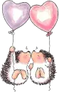 hedghog with hearts ballons