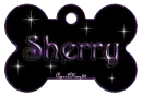 purple dog bone tag stars sherry