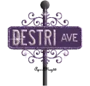 purple street sign destri AVE