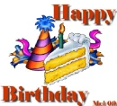 Happy Birthday with piece of cake and hat