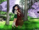 InuYasha's human half and Kagome kissing